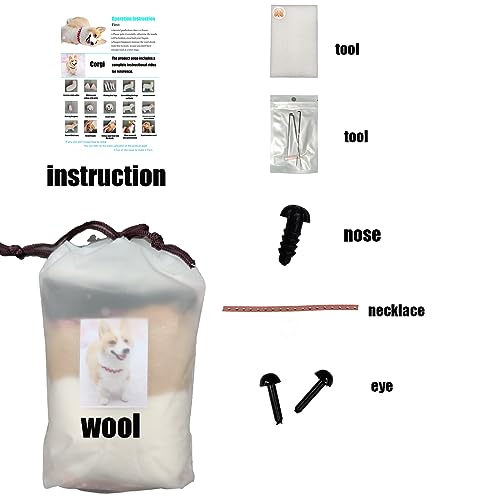 BKDRL Dogs Needle Felt Needle Felting Kit Wool Felting Kit for Beginners Includes All Tools and Instructions (Corgi) - Thumbnail 3