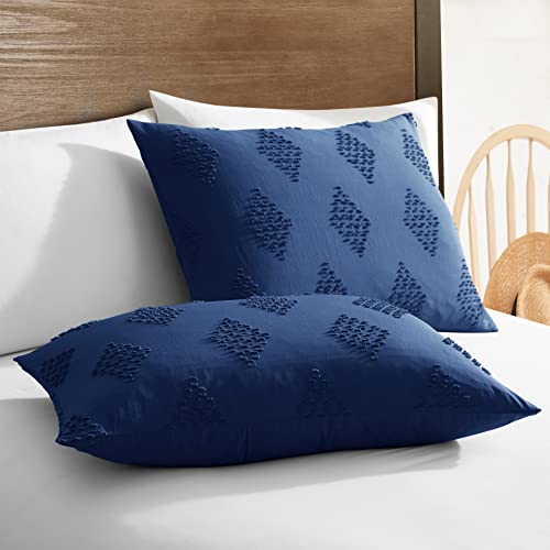 Image of Nestl Boho Bedding Sets & Collections - Boho Duvet Cover Twin, 2 Piece Twin Duvet Cover Set, Double Brushed Navy Duvet Cover with Zipper Closure, 1 Duvet Set 68x90 inches and 1 Pillow Sham