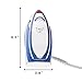 Sunbeam Hot-2-Trot Travel Steam Iron, 800 Watt Dual Voltage 120/240, Compact Size, Portable, Non-Stick Soleplate, Soft Touch Handle, Horizontal or Vertical Use, White and Blue