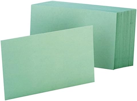 Oxford Blank Color Index Cards, 3" x 5", Green, 100 Per Pack (7320 GRE)