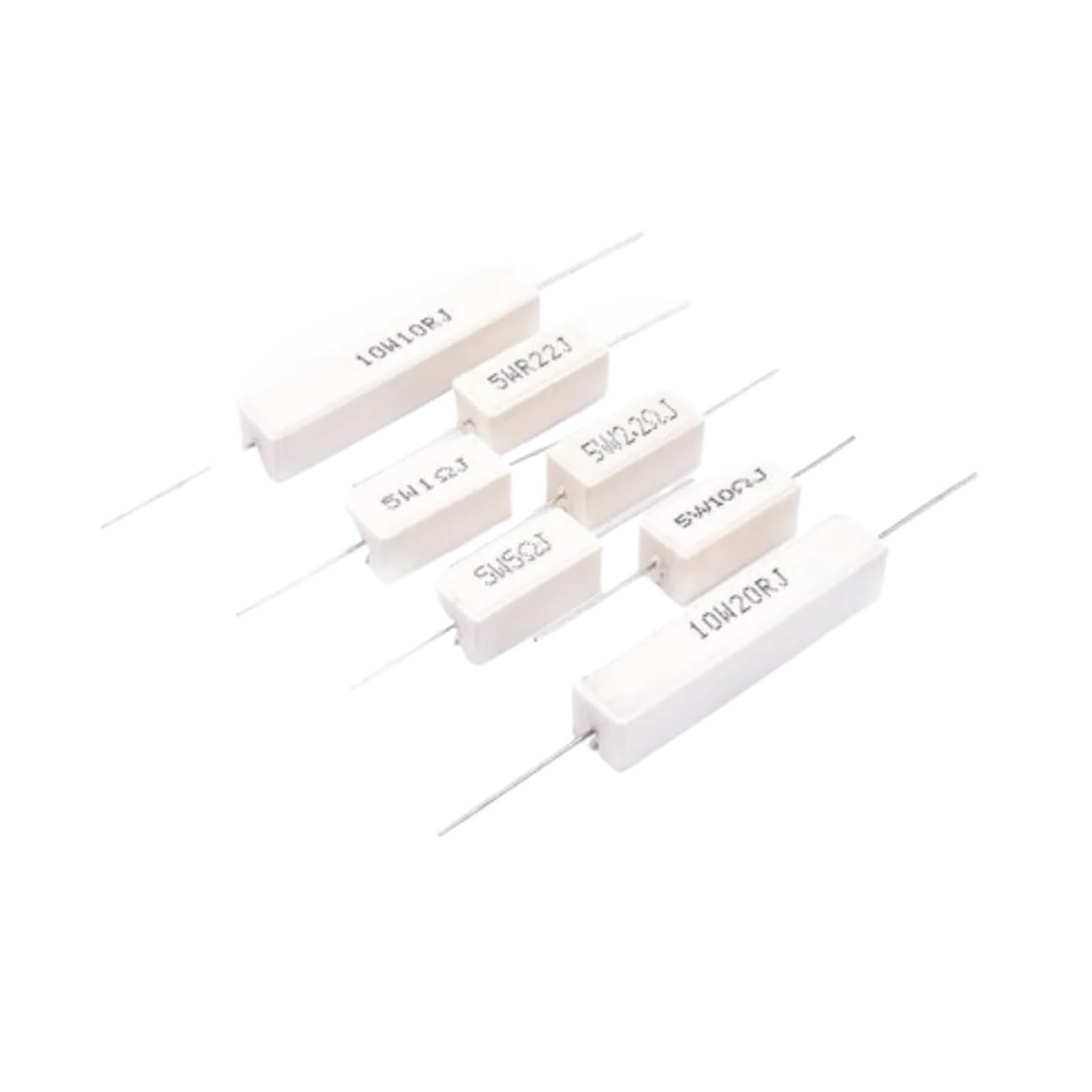 BALYDLUL 5W 10W Resistor 5% 10 Pcs In A Pack 0.1R 1K 2.4K 3K 3.3K 5.1K 6.8K 12K 20K 30K 100K 0.25R 0.5R 3R 27R 12R 100R(5W 8.2K)