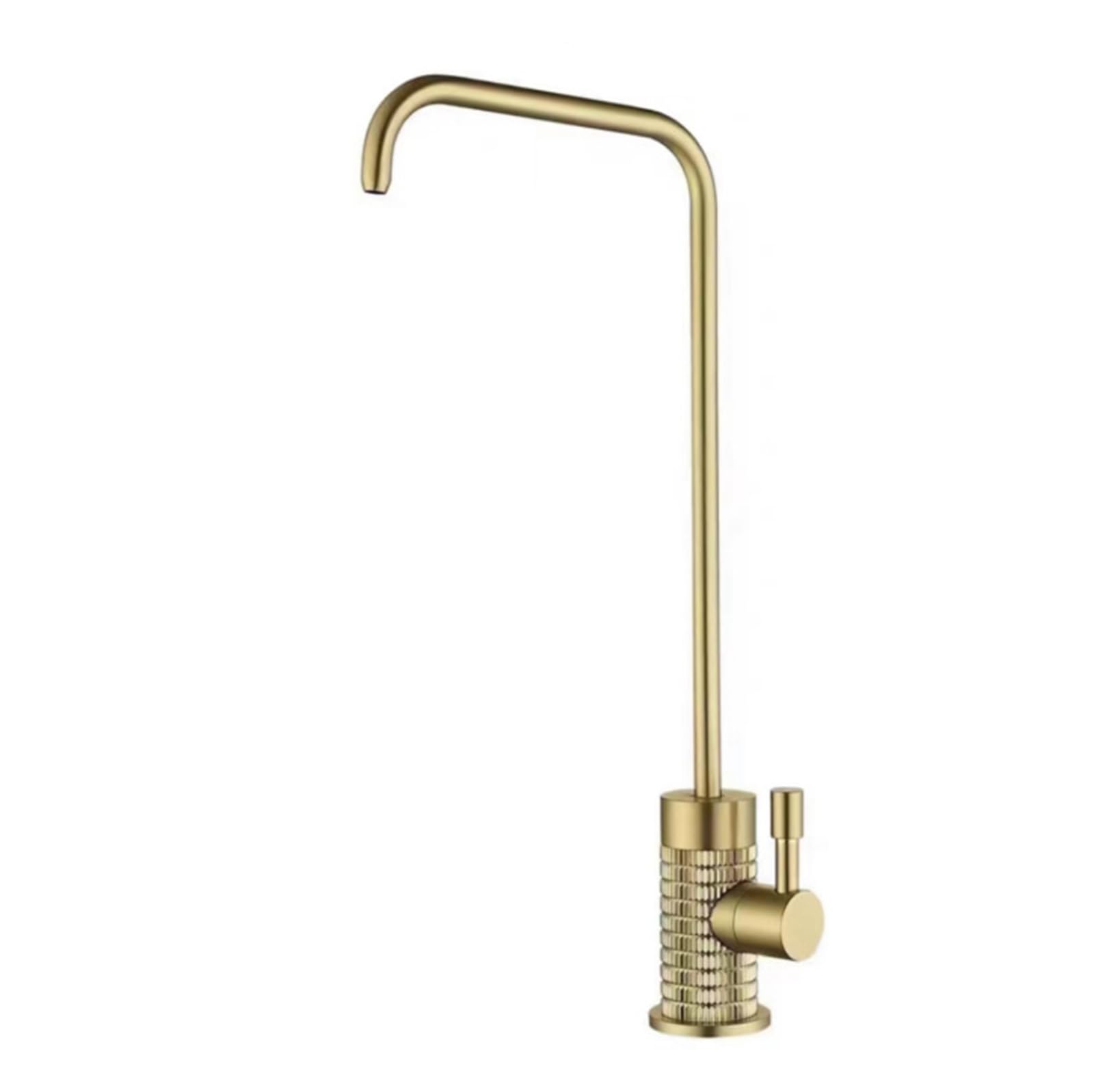 BHFPFZA Brushed Gold Cold Water Kitchen Tap, 360° Swivel, Single Hole Reverse Osmosis Faucet, Durable Brass Drinking Water Tap with Easy Push Lever