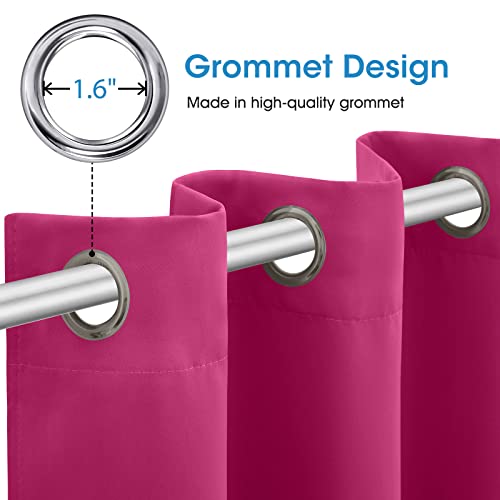 HOMEIDEAS Raspberry Blackout Curtains, Hot Pink Curtains for Bedroom 52 X 84 Inch Length 2 Panels Set Room Darkening Bedroom Curtains, Soundproof Thermal Grommet Window Curtains for Living Room by HOMEIDEAS - Image 4