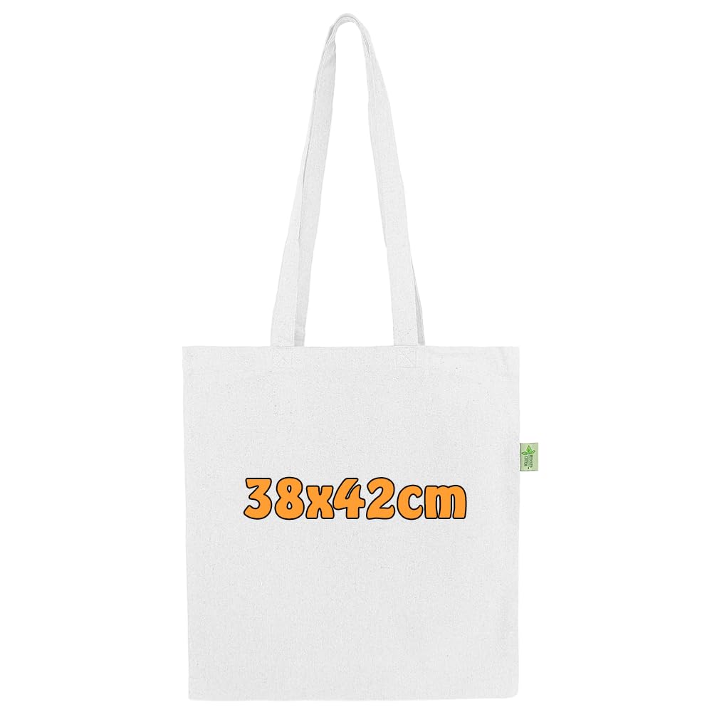 Cottonbagjoe Sac de recyclage en coton recyclé écologique - Sac de courses robuste avec tissu épais et poignées longues