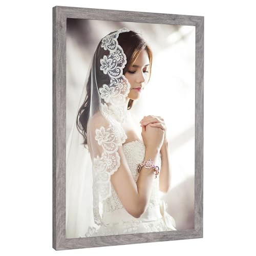 JDZIVTOP 28x28 Picture Poster Frame Rustic Gray 28 x28inch Frame Natural 28x28 Frame Distressed Grey Large Gallery Family Concert Photo Frame Anniversary/Birthday/Wedding/Thank you/Christmas Gift