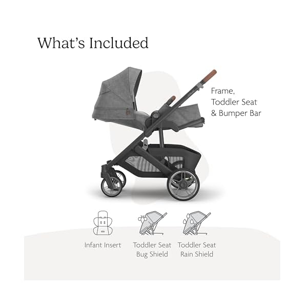 UPPAbaby-Cruz-V3-Stroller-from-Birth-Car-Seat-Compatible-Full-Size-Reversible-Seat-Infant-Insert-Bug-and-Rain-Shields-Included-Greyson-Charcoal-MelangeCarbon-FrameSaddle-Leather