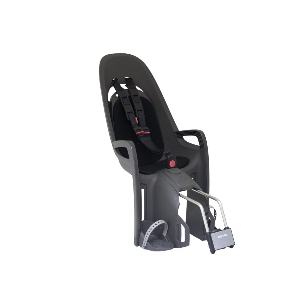 Hamax - Porte-bébé Zenith Gris-Noir - Fixation Cadre vélo - Harnais sécurité 3 Points - Repose-Pieds Ajustables - Rembourrage Amovible - Réflecteur Rouge intégré - Enfants 9 Mois à 22 kg