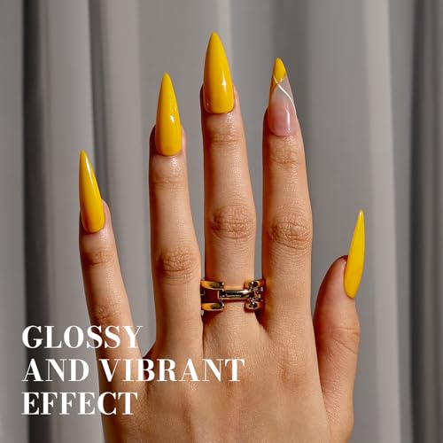 Image of MelodySusie Bright Yellow Gel Polish,0.5fl oz Nails Soak Off UV LED Neon Yellow Gel Nail Polish Gift for Women Nail Art Manicure Salon DIY Nail Design Decoration at Home-302-A2903