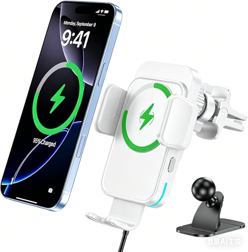 bokilino Wireless Car Charger, 15W Fast Charging [Auto Clamping] [Auto Alignment] Phone Holders for...