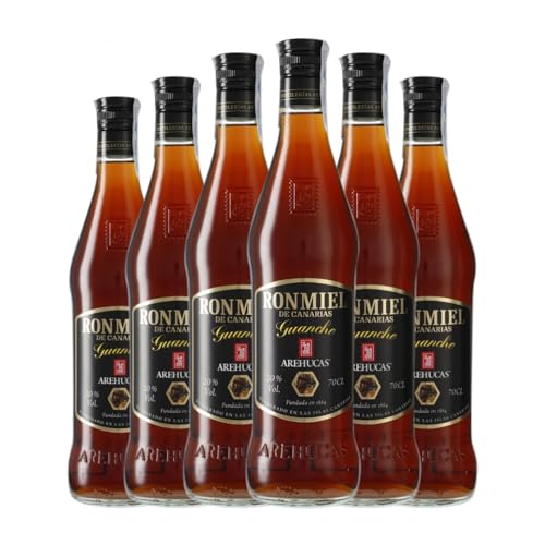 Ron Arehucas Guanche Ron Miel 70 cl (Caja de 6 Botellas de 70 cl)