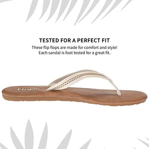 Flojos Women's Claire Ivory/Tan Flip Flops 9 M US | Image 4