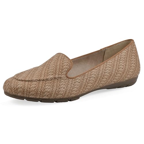 CLIFFS BY WHITE MOUNTAIN Women's Gutsy Cushioned Loafer Flat, Tan/Raffia Pu, 11 W by CLIFFS BY WHITE MOUNTAIN - Used condition - US$15.70