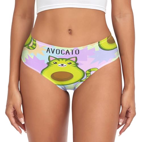 YOUJUNER Unterhosen Damen Süße Avocado-Katze Unterwäsche Atmungsaktive Slips Bequeme Hipster Frauen Unterwäsche Mädchen Panties Underwear Women