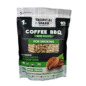 Tropical Spark Coffee Wood Pellets | Perfect for BBQ, Smoking, Grilling, Bake, Roast and Braise | Premium 100% All-Natural | 1 lb. Bag