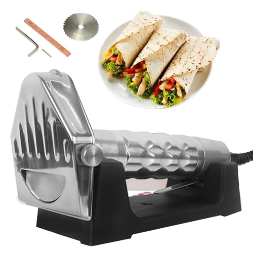 Coltello Elettrico Shawarma, Affettatrice Kebab Commerciale da 80 W Fornita con Due Lame e Pietra per Affilare, Taglierina Elettrica Giroscopica a Spessore Regolabile da 0-8 Mm per Tagliare Agnello