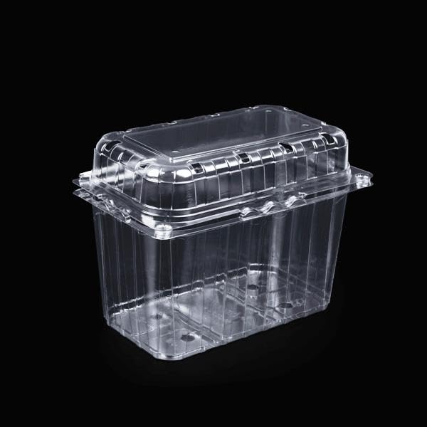 Genérico Envase de plástico para fruta con tapa incorporada, 1 litro, caja de 450 unidades.