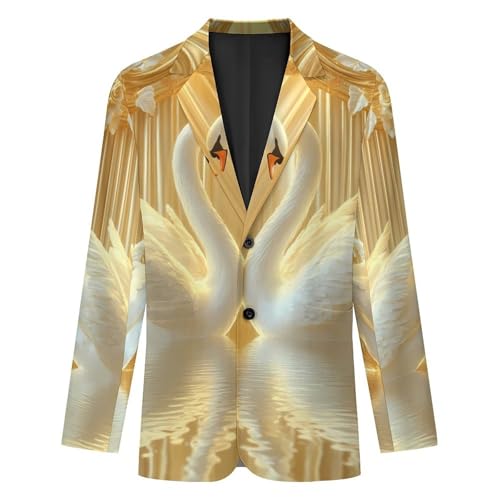 Swans in Love Mens Suit Jacket Lapel Blazers V Neck Button Business Coat Tuxedo for Wedding Party4