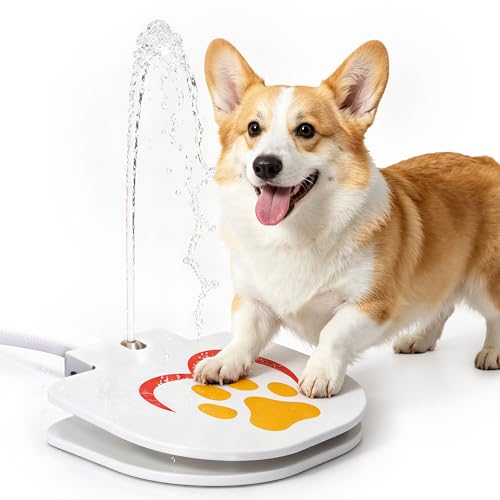 Dog Water Fountain Outdoor No Electricity Step-On Activated Pet Sprinkler Paw-Controlled Drinking Dispenser for Large & Small Dogs Automatic Waterer for Yard Garden Lawn