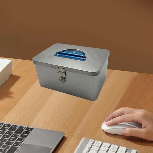 Qianly Caixa de armazenamento de ferro, organizador de ferramentas, caixa de documentos de lata de a