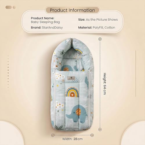 Image of StarAndDaisy 2-in-1 Baby Sleeping Bag with Mosquito Net for Newborn -Soft & Breathable Cotton Sleeping Sack Cum Wrapper /Foldable Bag for Baby Protection.