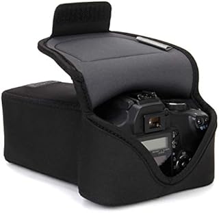 USA Gear DSLR Camera Case/SLR Camera Sleeve for Zoom Lens with Neoprene Protection, Holster Belt Loop and Accessory Storage - Compatible with Canon, Nikon, Sony, Olympus, Pentax and Many More - Black