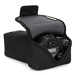 USA Gear DSLR Camera Case/SLR Camera Sleeve for Zoom Lens with Neoprene Protection, Holster Belt Loop and Accessory Storage - Compatible with Canon, Nikon, Sony, Olympus, Pentax and Many More - Black
