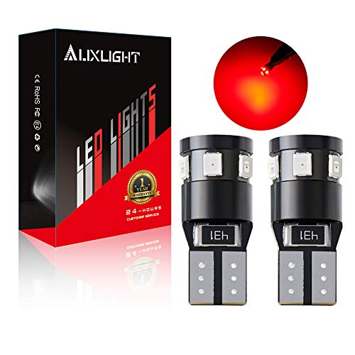 AUXLIGHT 194 168 2825 W5W T10 LED Bulbs Brilliant Red, Ultra Bright Error Free 9-SMD 2835 Chipsets Replacement for Car Interior Dome Map Door Courtesy License Plate Lights (Pack of 2)