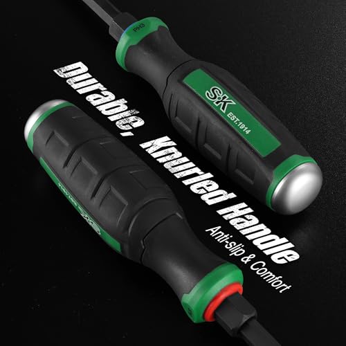 Image of SK 8-Piece Screwdriver Set Heavy Duty, Demolition Screwdriver, S2 Steel | Magnetic Slotted /Phillips Tips, Strike-cap Design for High-impact, Hex Bolster, SureGrip Handle