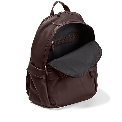 Leatherology Brown Parker Backpack - 2 large zippered compartments, slim laptop pocket, and front exterior zippered compartment4