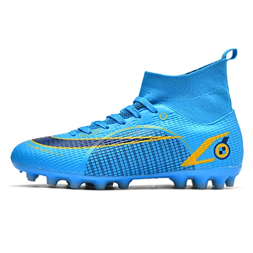 WOWEI Chaussures de Football Homme Crampons Foot Antidérapant Professionnel Spike Chaussures Athlétisme Entrainement Crampons Chaussures de Sport High Top Chaussure Football (43EU) Cover
