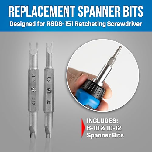 Jonard Tools RSDS-SRB Replacement Spanner Bits for RSDS-151 - Replacement Double-Ended Spanner Bits for Ratcheting Security Screwdriver, Includes 6-10 & 10-12 Spanner Bits - Image 2