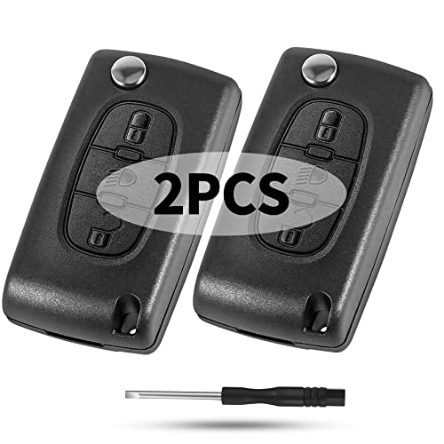 Yosemy Coque de Clé 3 Boutons Étui Clé Compatible pour Citroen Peugeot 2 Pièces Étui Clé Coque de Protection Rabat Pliable Compatibilité pour Peugeot Voiture Coque avec Bouton de Phare (VA2 CE0523)