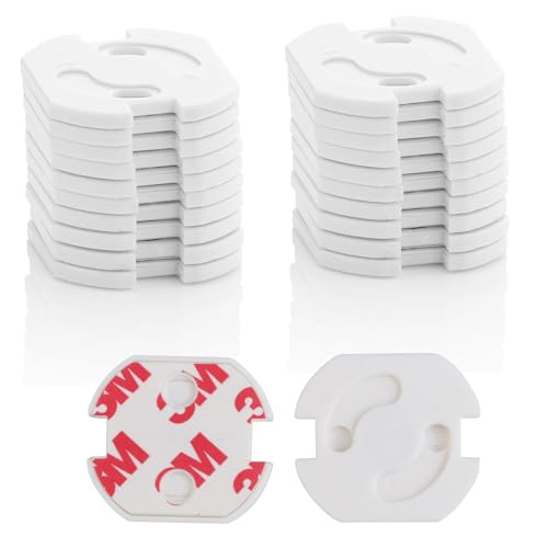 EHIOG Kit 20 Copriprese per bambini, Copertura presa elettrica per bambino senza chiave né aderente, con adesivo forte 3M senza perforazione, per un ambiente sicuro per neonati e bambini piccoli