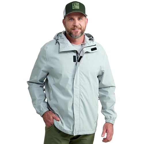 HUK Mens Storm Jacket, Heavy Duty Fishing Rain Coat, Harbor Mist, X-Large