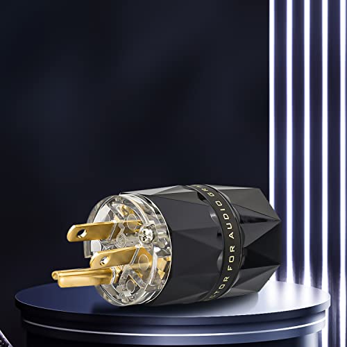 Viborg Gold-Plated Pure Copper Hifi Power Plug, Vm503G, Non-Magnetic, 15A/125V Ac Mains Plug, Audio Grade Power Plug, Bayer-2805, Set Screws, Hi-End Us Power Connector For Diy Audiophile Power Cord #TOP2