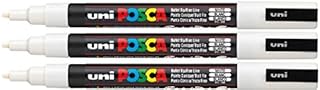 PC-3MPosca White Paint Marker Pens Medium Bullet Tip 1.5mm Nib Writes On Any Surface Fabric Glass Stone Metal Wood Plastic (Pack Of 3)