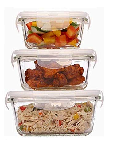 skyzone Extra Large Food Storage Containers with Airtight Lid 3 Pcs [3 containers with lids] Microwave/Oven/Freezer & Dishwasher Safe PCS 3