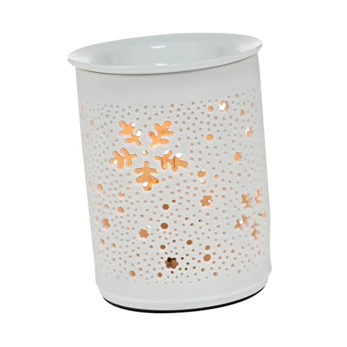 HAMPPLIES Lámpara Ambientador Aire Eléctrica Quemador Cerámico para Cera Aromática con Luz Nocturna y Enchufe EU Diseño Hueco Decorativo para Hogar y Aromaterapia