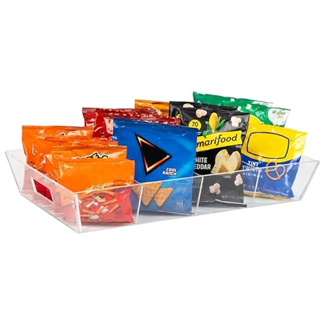 Mind Reader Snack Tray, Countertop Organizer, Snack Tray, Pantry, Breakroom, Kitchen, 19.25 L x 11.3 W x 3.3 H, Clear