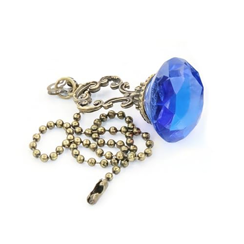 Image of 1Pcs Crystal Ceiling Fan Pull Chains Ornament Colorful Diamond Pendant Switch with 12 Inches Line Bead for Ceiling Light Desk Lamp blue