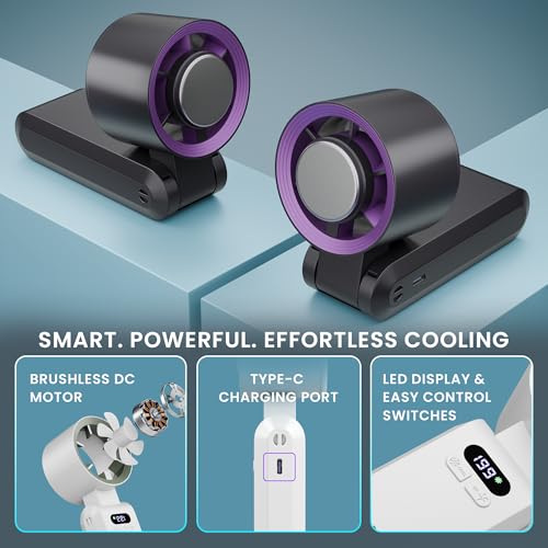 Image of SAL-TF-02 Mini Portable Fan,High-Speed TurbineHandheld Cooling Fan with Adjustable Angle,Large Battery Capacity,Cooling Modes, Stylish Design with Lanyard, Lightweight and TravelFriendly, White