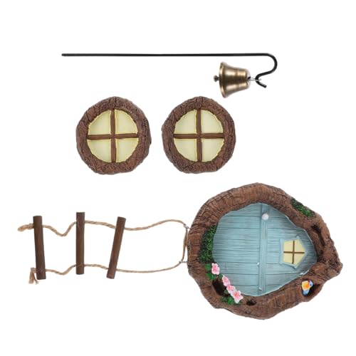 INOOMP Wetterfeste Resin Miniatur Gartentür Gartenhänger mit...