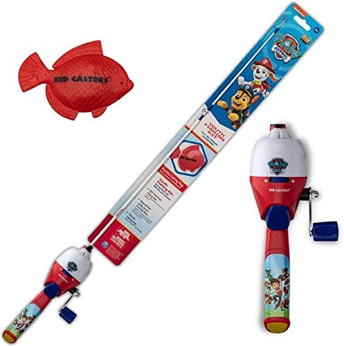 Kid Casters: PAW Patrol Youth Fishing Pole | Spincast Reel & Practice Casting Plug | Small & Easy to Use (Pre-spooled with a 6-pound fishing line), 29.5 Inches Long