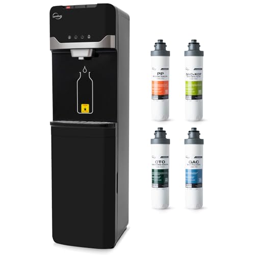 iSpring Bottleless Water Dispenser with Built-in 4-Stage Filtration, Chloramine Removal, Water Cooler Dispenser - Hot, Cold, Room Temp, Self Cleaning, Black，Model: DS4B-NC by iSpring - Used condition - US$372.30