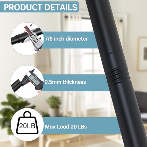 EBOATOP Black Shower Curtain Rod - Tension Curtain Rod Adjustable 32 to 78 inch Spring Tension Shower Rod No Drilling Non Slip, Matte Black