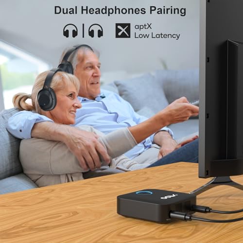 YMOO Receptor Transmisor Optico Bluetooth 5.3 para TV a auriculares, Adaptador Audio AUX 3.5mm Jack & Entrada (TX) y salida (RX) , baja latencia aptX 130 pies para TV/Avion/Altavoz/Teléfono/Tablet/PC