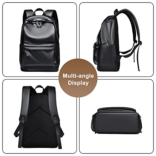 Classic Backpack for Men, PU Leather Large Capacity Travel Bookbag Lightweight Casual Daypack for Travel Work College2