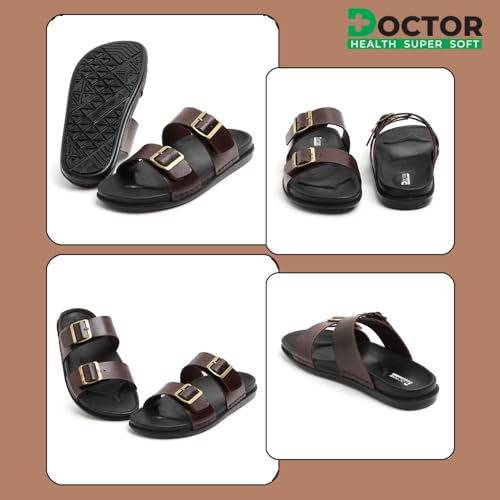 Image of DOCTOR HEALTH SUPER SOFT Men's Ultra Comfort Slippers | Trendy Cushioned Design with Breathable Mesh | Dual-Density PU Sole | Anti-Slip Grip & Adjustable Strap for Everyday Wear