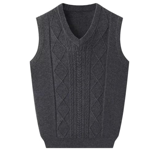 Men V-Neck Solid Twisted Flower Screw Thread Thicken Sleeveless Pullovers Knitd Vest