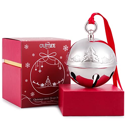 2022 Christmas Bell Ornaments For Christmas Tree, Sleigh Bell Decoration Silver Bell Ornament Anniversary Keepsake Engraved Holiday Bell #TOP5